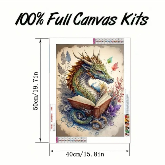 Diamond Art Kit NIP - Dragon with Book - Picture 3 of 5